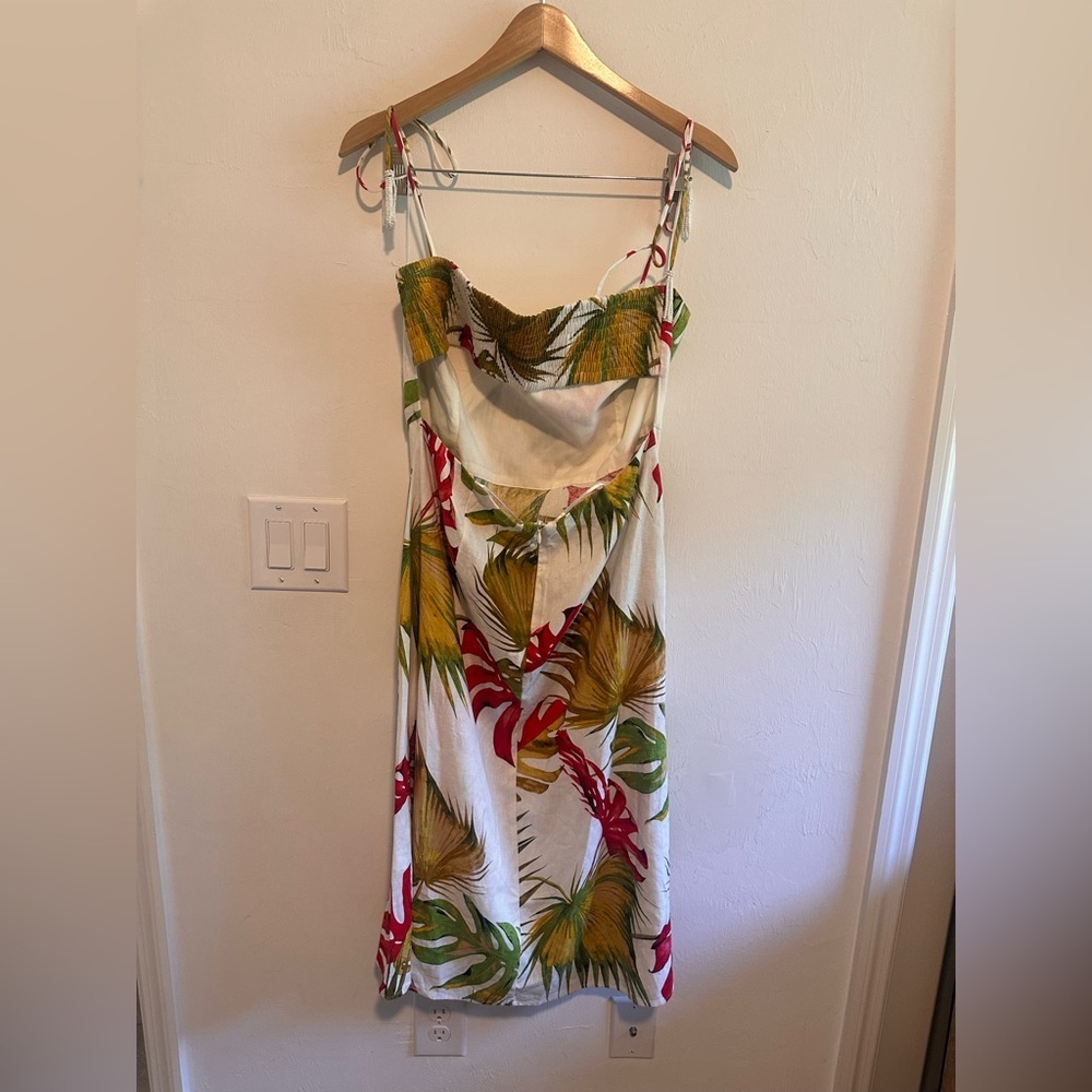 House Of Harlow 1960 Midi Dress Cut Out  Smocked Back Bead Tassels Sz L - Picture 3 of 8
